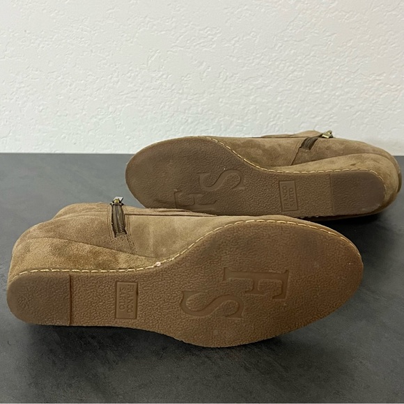 Franco Sarto Anita Brown Taupe Buckle Wedge Suede Ankle Boots,  Women’s Size 7.5 - Picture 5 of 7